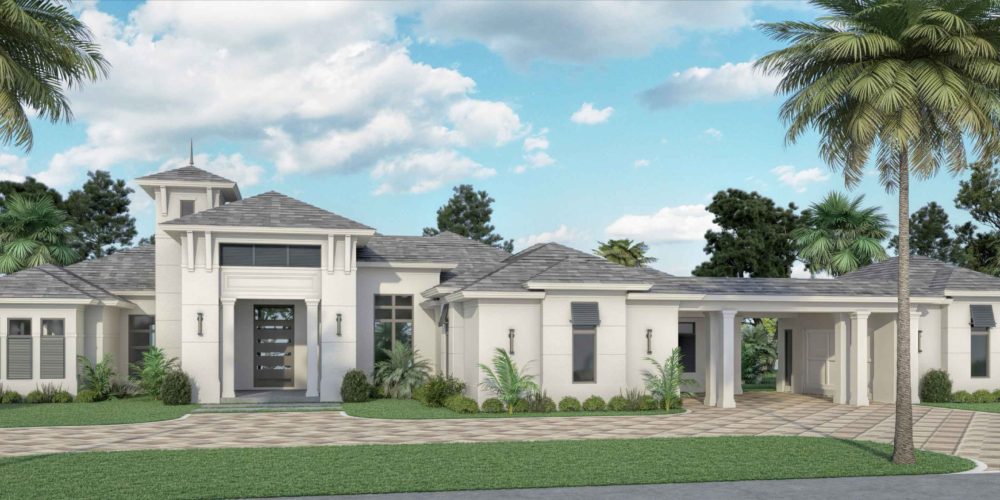 Domenica residence front elevation rendering by Diamond Custom Homes