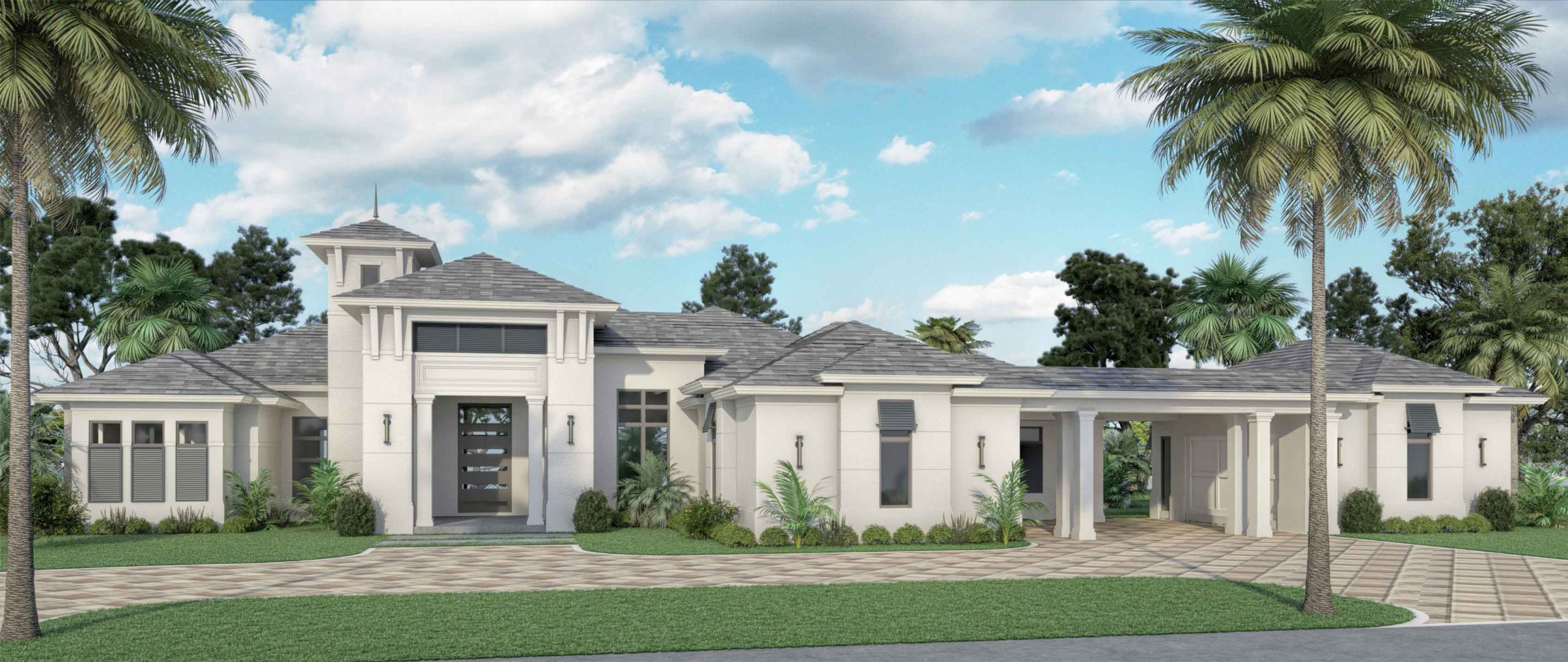 Domenica residence front elevation rendering by Diamond Custom Homes