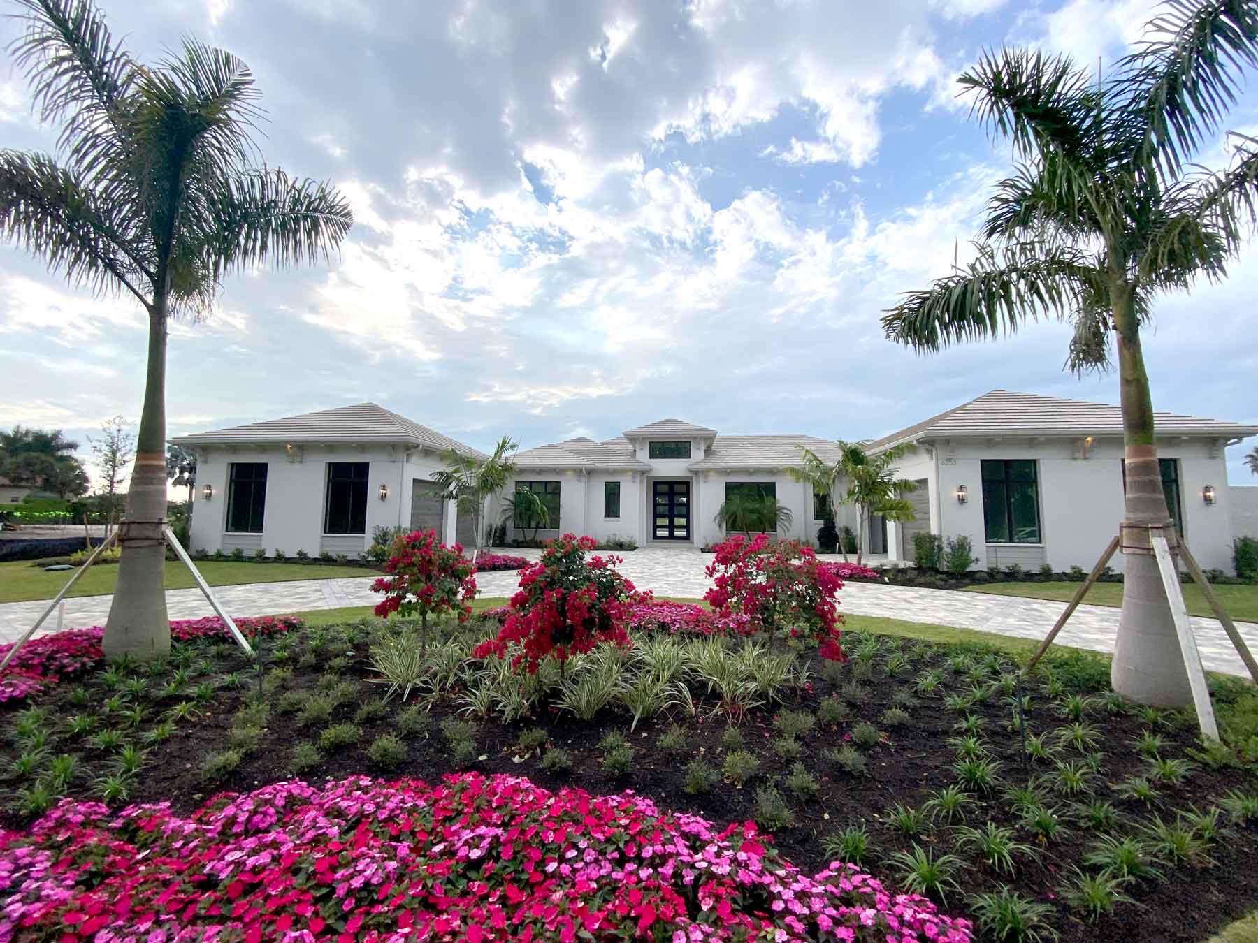 The front exterior of Diamond Custom Homes newly completed estate on Highcroft Dr. in Quail West.